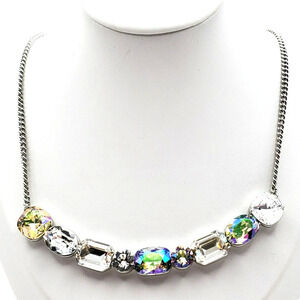 Grace Lola Swarovski Crystal Necklace Collar Choker AB Silver Tone Chain Tennis